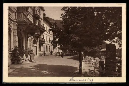 AK Semmering, Hotel Panhans, Promenade mit Gastgarten