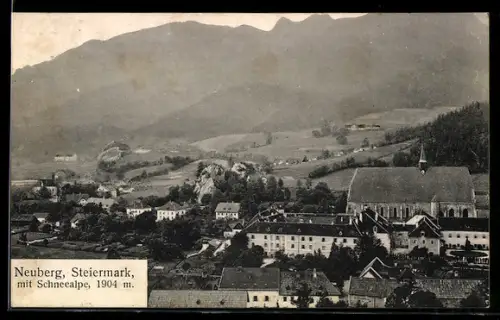 AK Neuberg /Steiermark, Ortsansicht mit Schneealpe und Kirche