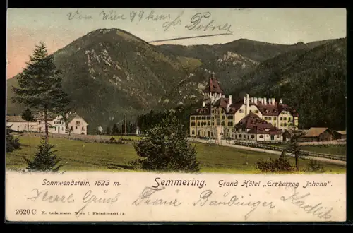 AK Semmering, Grand Hotel Erzherzog Johann, Sonnwendenstein