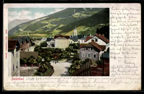 AK Selzthal, Ortsansicht mit Kirche und Bergpanorama