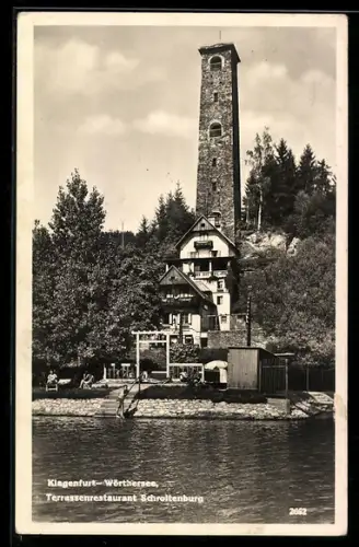 AK Klagenfurt am Wörthersee, Terrassenrestaurant Schrotenburg