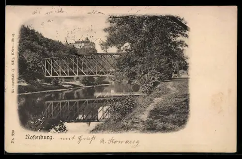 AK Rosenburg, Flusspartie mit Brücke
