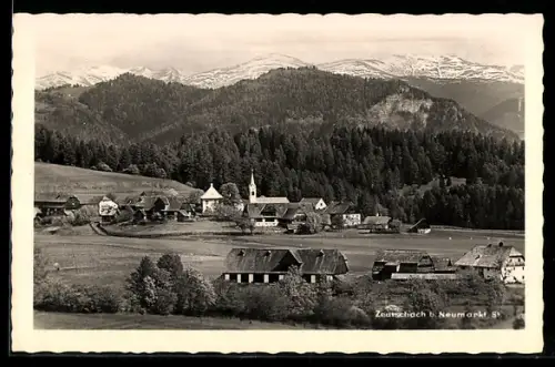 AK Zeutschach b. Neumarkt, Panorama mit Kirche