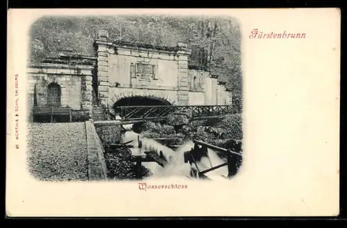 AK Grödig, Fürstenbrunn, Partie am Wasserschloss