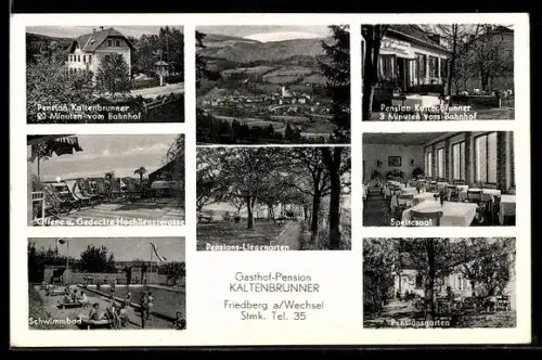AK Friedberg a. Wechsel, Gasthof-Pension Kaltenbrunner, Schwimmbad und Speisesaal