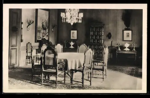 AK Mürzsteg, Jagdschloss, Im Speisezimmer