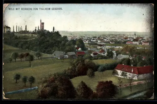 AK Wels bei Thalheim, Panorama mit Reinberg von Thalheim gesehen