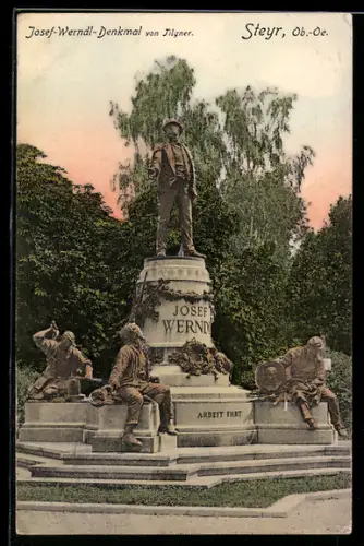 AK Steyr /Ob. Öst., Josef-Werndl-Denkmal