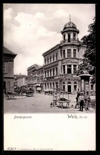 AK Wels /Ob.-Oe., In der Bäckergasse