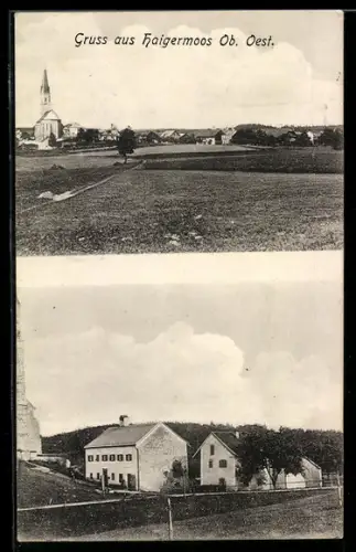 AK Haigermoos /Ob. Oest., Panorama mit Kirche