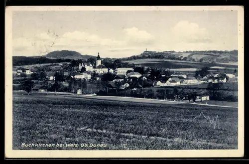 AK Buchkirchen bei Wels, Teilansicht mit Kirche