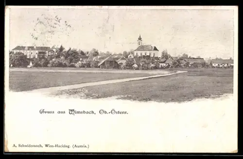 AK Wimsbach /Ob.-Österr, Teilansicht mit Kirche