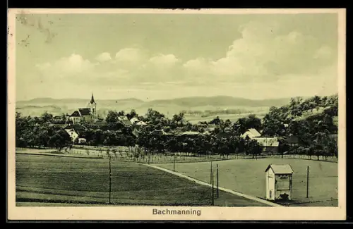 AK Bachmanning, Ortspartie mit Kirche