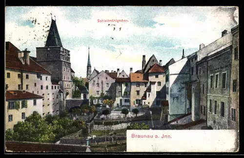 AK Braunau a. Inn, Partie am Schleifmühlgraben