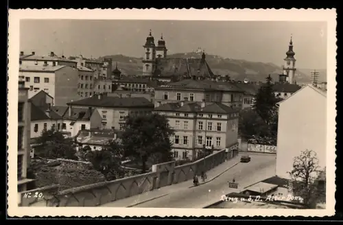 AK Linz a. d. D., Alter Dom mit Brücke