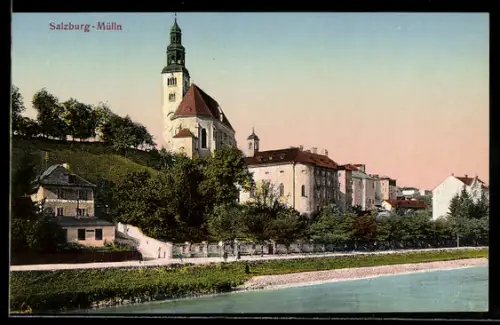 AK Salzburg-Mülln, Blick zur Kirche