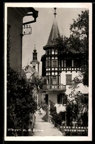 AK Weyer a. d. Enns, Strassenpartie mit Kirche