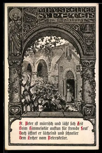 Künstler-AK Salzburg, Stiftskeller St. Peter, Himmelspförtner