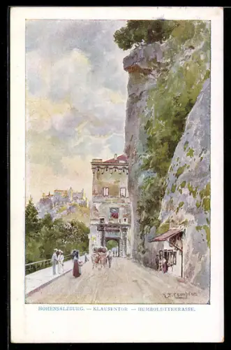 Künstler-AK Edward Theodore Compton: Salzburg, Hohensalzburg, Klausentor und Humboldtterrasse
