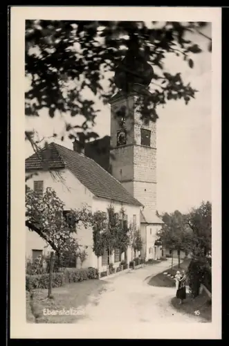AK Eberstallzell, Dorfstrasse mit Kirche