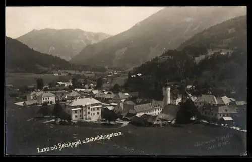 AK Lunz, Panorama mit Hetzkogel und Scheiblingstein