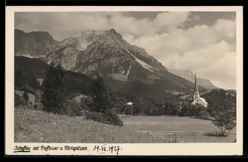 AK Scheffau, Kirche, Treffauer und Törlspitzen