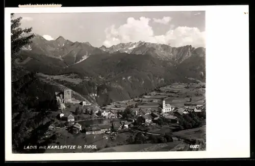 AK Ladis in Tirol, Panorama mit Karlspitze