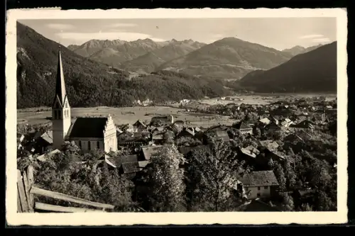 AK Imst, Panorama mit Kirche und Ötztaler Alpen
