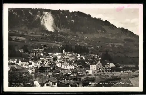 AK Schwarzach im Pongau, Panorama mit Kirche und Bergkulisse