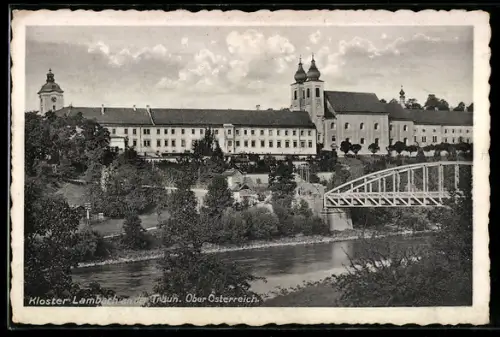 AK Lambach /Oberösterreich, Kloster an der Traun, Traunbrücke