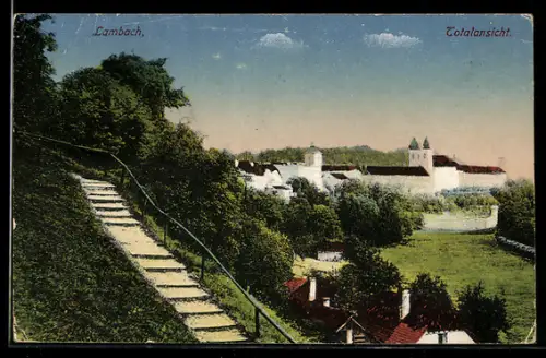 AK Lambach, Totalansicht mit Stiftskirche