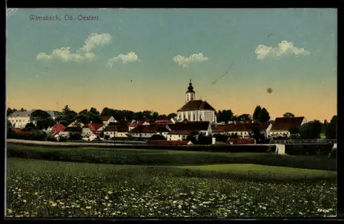 AK Wimsbach /Ob. Oesterr., Panorama mit Kirche