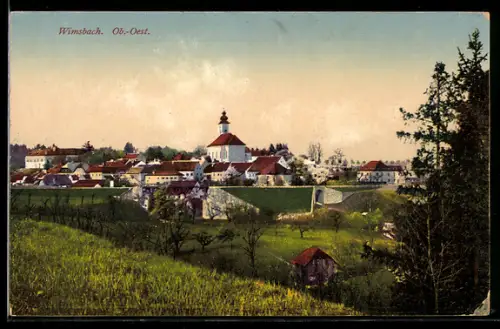 AK Wimsbach /Ob.-Oest., Panorama mit Kirche