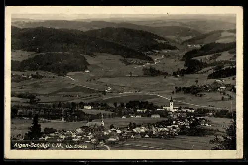 AK Aigen-Schlägl i. M., Dorfpanorama mit Kirche