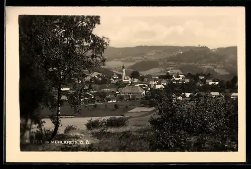 AK St. Veit im Mühlkreis, Panorama mit Kirche
