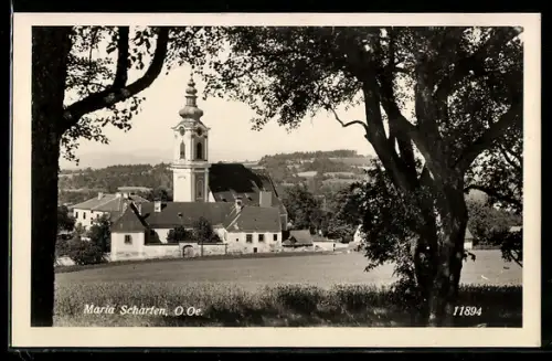AK Maria Scharten /O.Ö., Kirche mit Ortspanorama