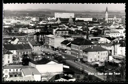 AK Wels an der Traun, Stadtpanorama mit Kirche