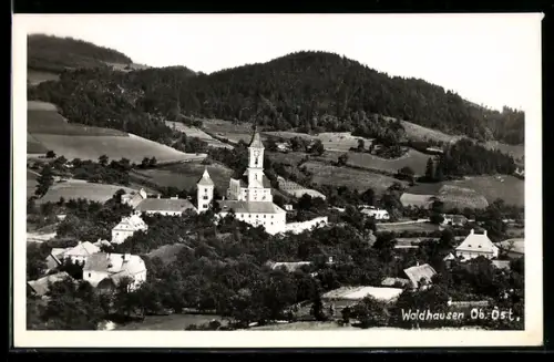 AK Waldhausen /Ob. Öst., Panorama mit Kirche und Schloss