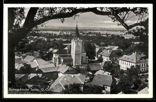AK Saxen /Ob. Öst., Panorama mit Kirche