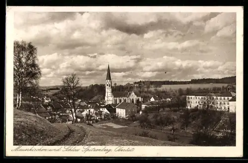 AK Mauerkirchen /Ob. Öst., Schloss Spitzenberg und Kirche