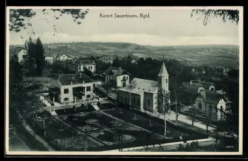 AK Sauerbrunn /Bgld., Mit Parkanlage und Kirche