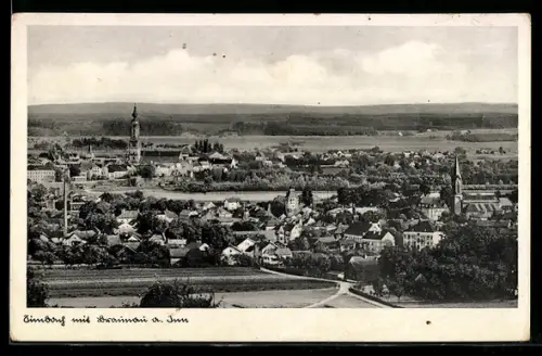 AK Braunau a. Inn, Panorama mit Simbach