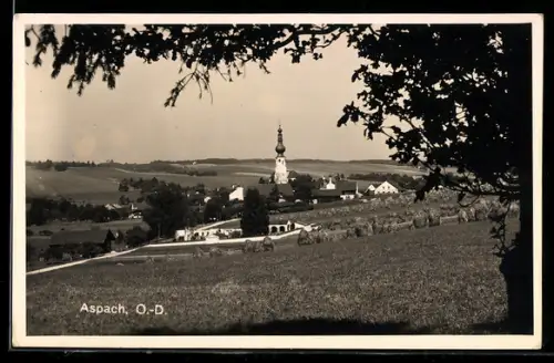 AK Aspach, Panorama mit Kirche