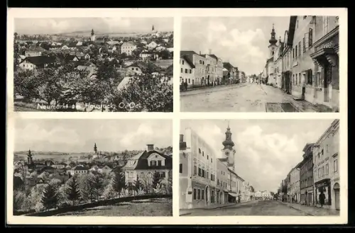 AK Neumarkt a. d. Hausruck, Hauptstrasse, Kirchturm, Orts-Panorama