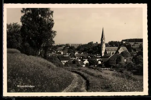 AK Mauerkirchen, Panorama mit Kirche