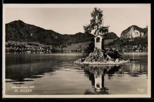 AK St. Gilgen, Ochsenkreuz mit See und Bergpanorama