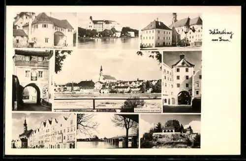AK Schärding am Inn, Mehrbild mit Stadtansicht, Innpartie und Kirche