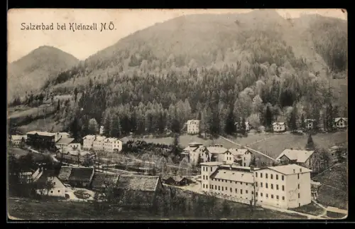 AK Salzerbad bei Kleinzell, Panorama mit Fabrikgebäuden und Häusern
