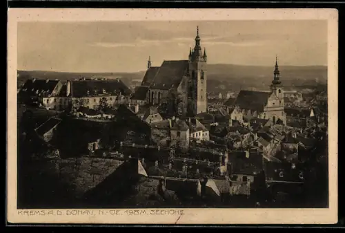 AK Krems a. d. Donau, Panorama mit Kirchen