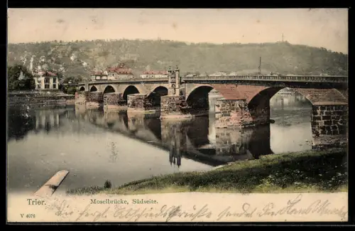 AK Trier, Moselbrücke, Südseite